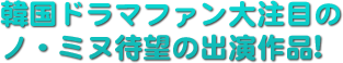 韓国ドラマファン大注目のノ・ミヌ待望の出演作品!